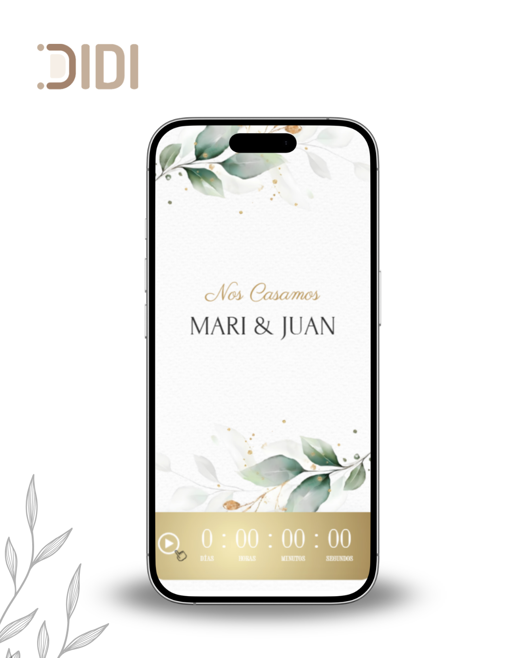 Invitaci&oacute;n XV Eucalipto y Dorado